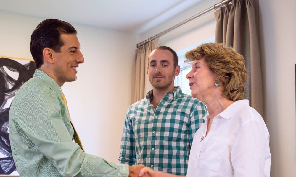 A mother and son meeting with an addiction treatment professional at Mountainside Treatment Center