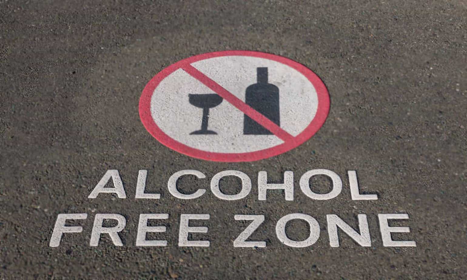 Alcohol free zone road sign