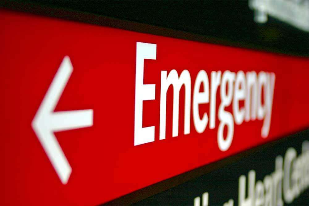 Emergency sign with Arrow