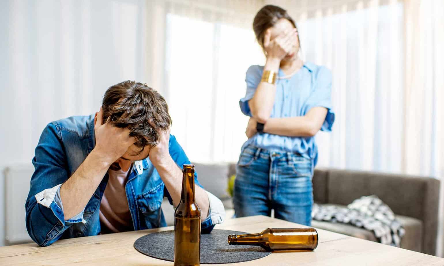 A couple stressed about alcoholism