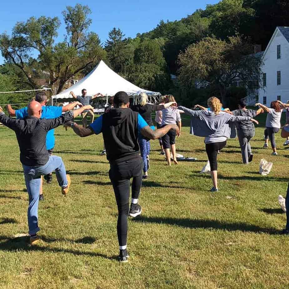 Yoga class at Mountainside Treatment Center Canaan Alumni Retreat Event 2018