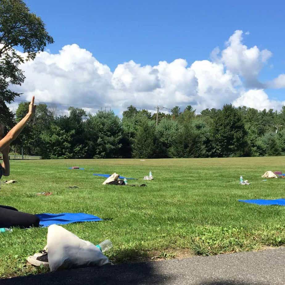 Yoga field at Mountainside Treatment Center Canaan Alumni Retreat Event 2018