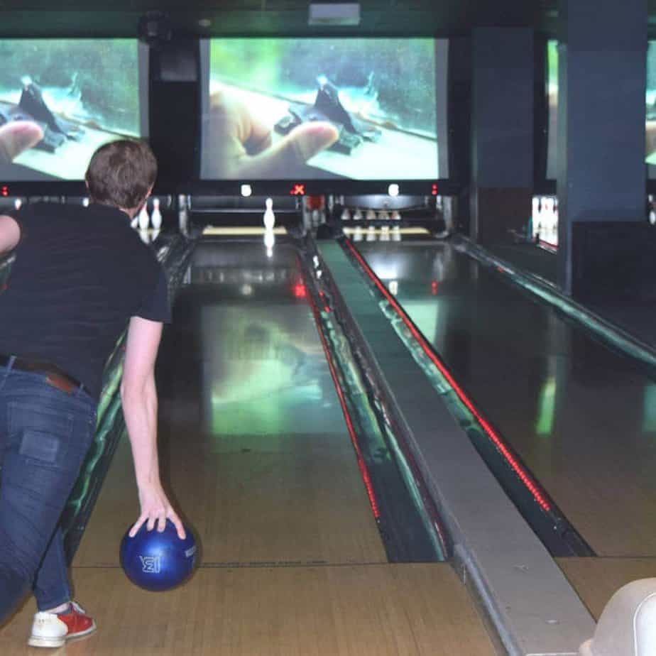 Back Shot of Person Bowling at Mountainside Treatment Center Alumni Bowling Event at Frames in New York City in March 2019