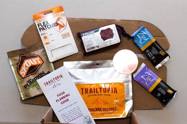 hiking kit with trail mix, healthy snacks and hiking gear