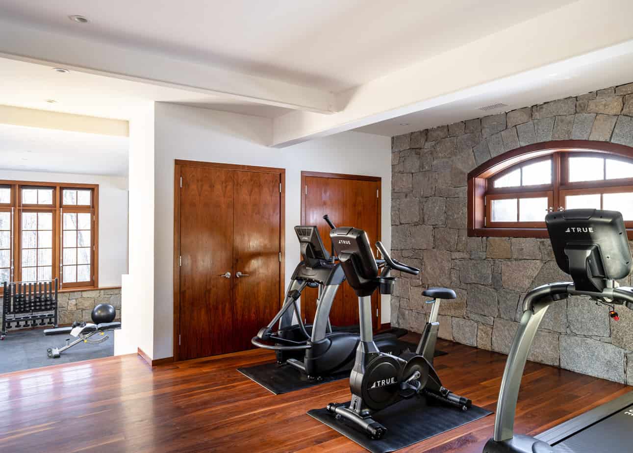 Gym equipment and machines at indoor gym at Mountainside's sober living house