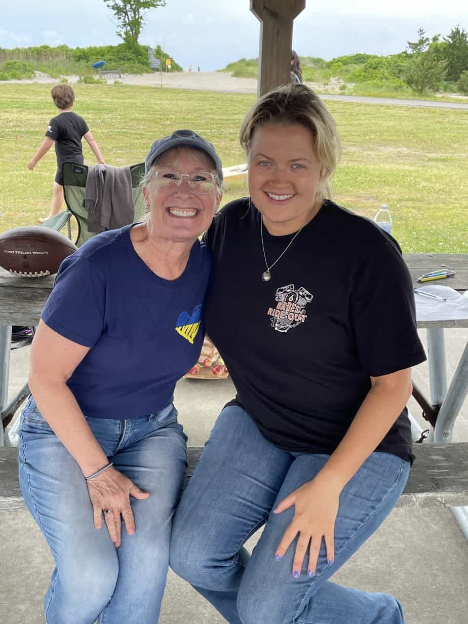 2 women smiling outside at Mountainside Treatment Center Alumni Sober BBQ 2022