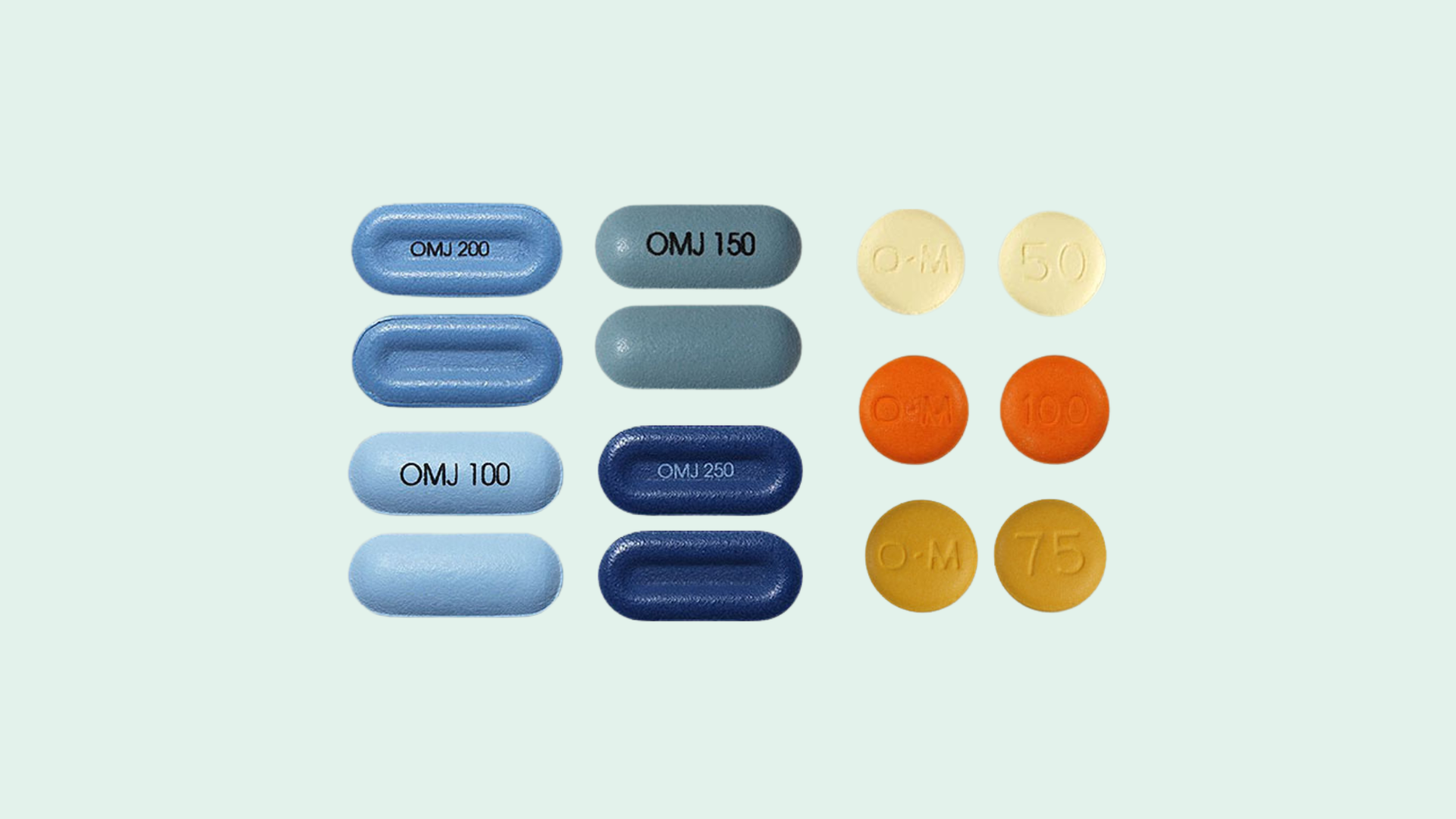 several different types of prescription painkillers against a white background